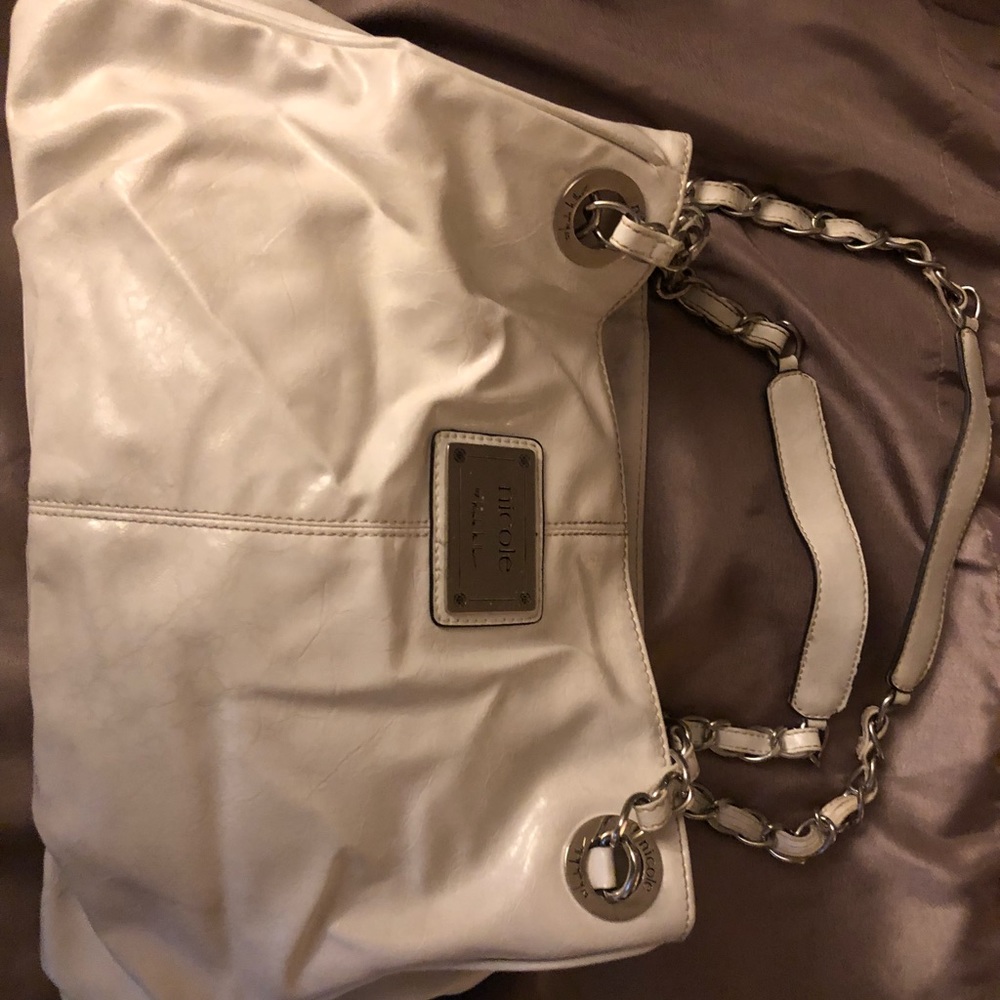 Nicole white sheen purse